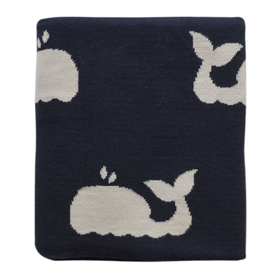 Whale Baby Blanket, Navy