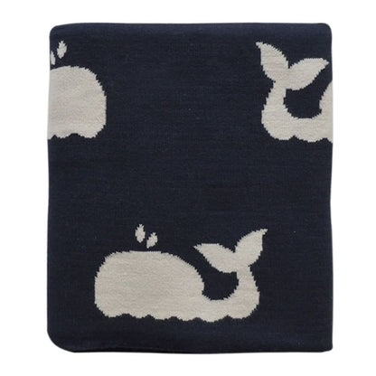 Whale Baby Blanket, Navy
