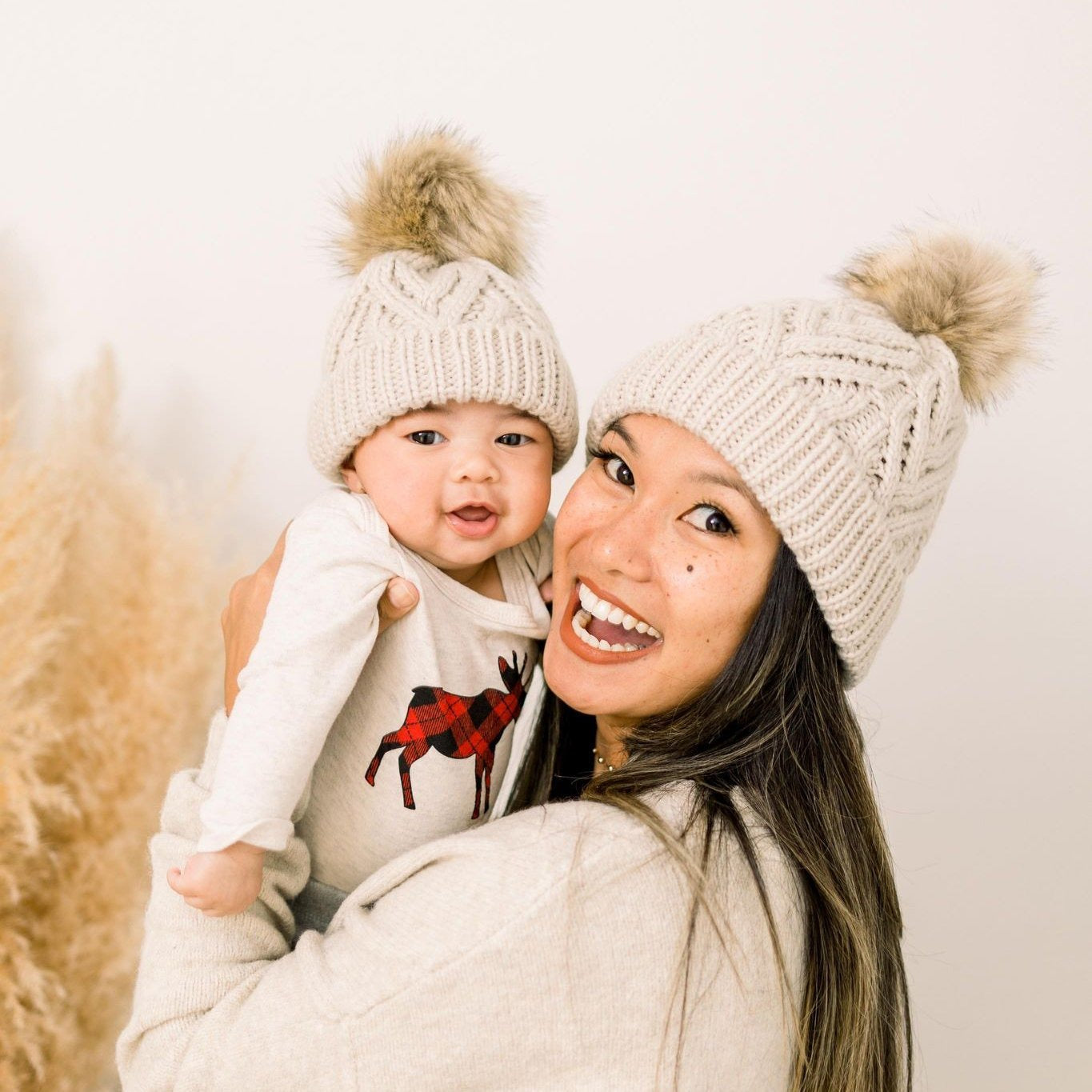 Oatmeal Pom Pom Beanie Winter Hat