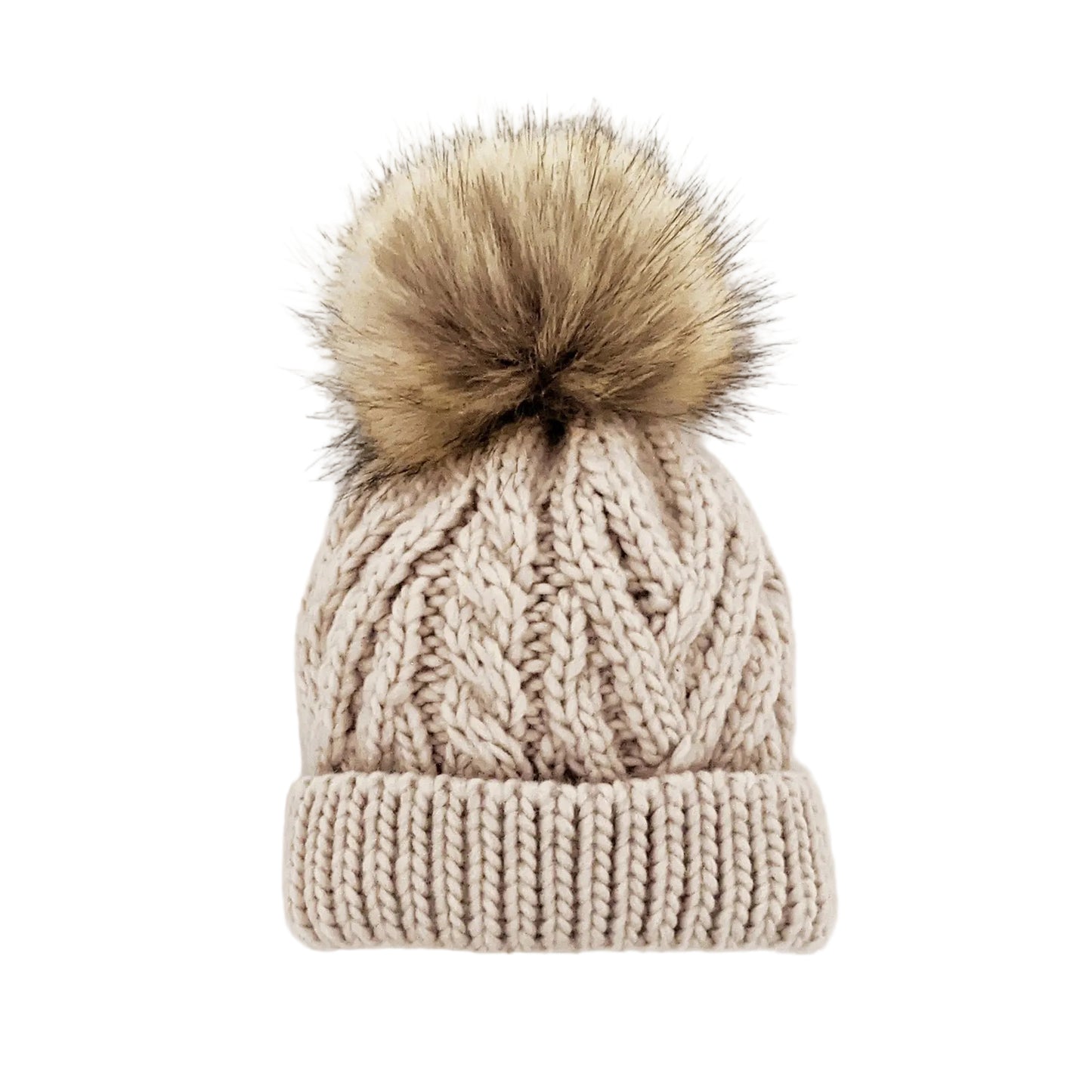 Oatmeal Pom Pom Beanie Winter Hat