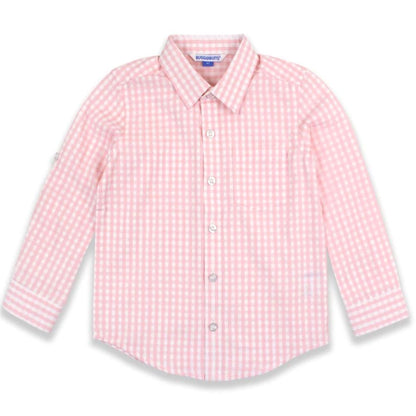 Pink Gingham Check Button Down Shirt
