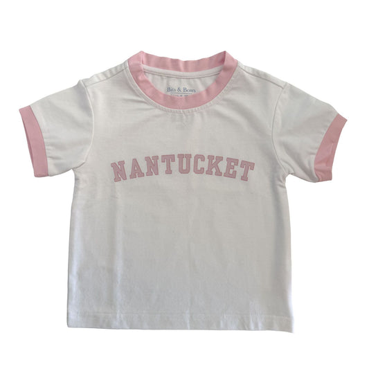 Pink Nantucket Ringer Tee