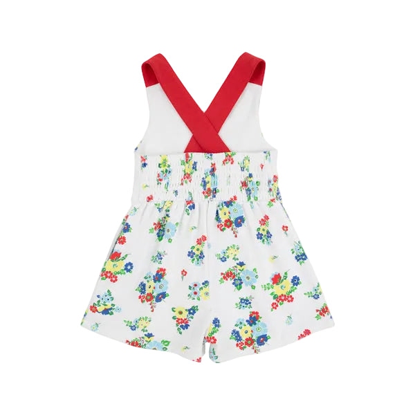 Reagan Romper - Biltmore Blooms (Buckhead Blue)/Richmond Red