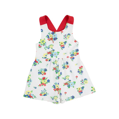 Reagan Romper - Biltmore Blooms (Buckhead Blue)/Richmond Red