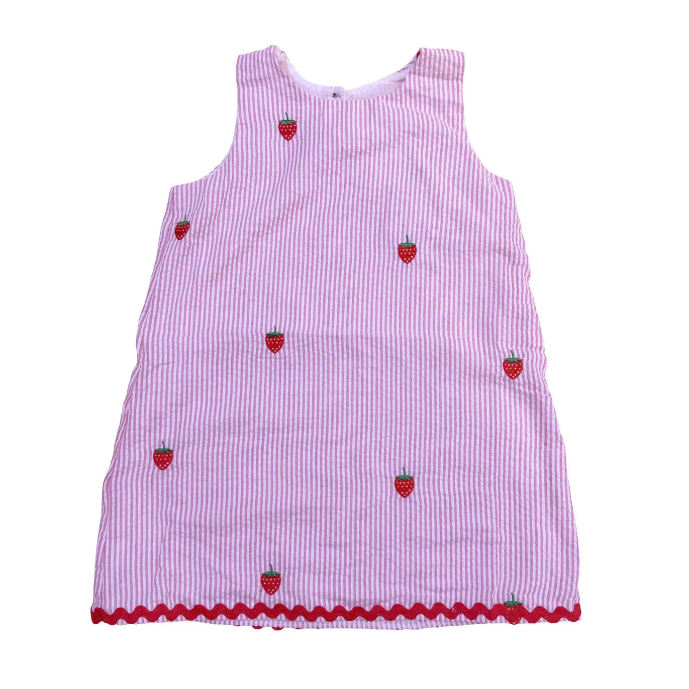Pink Seersucker Strawberry Dress