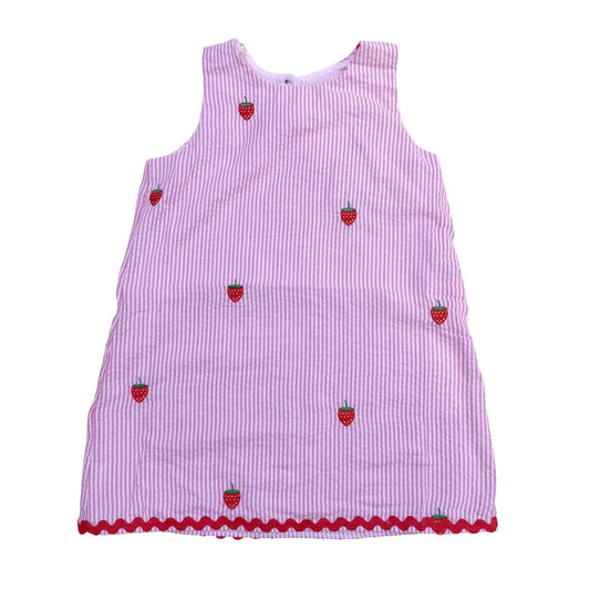 Pink Seersucker Strawberry Dress