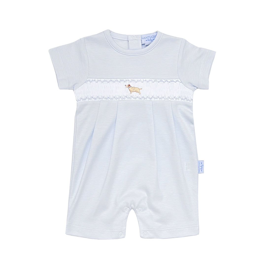 Tuck the Retriever Smocked pima Playsuit