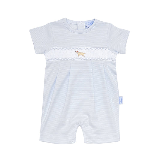 Tuck the Retriever Smocked pima Playsuit