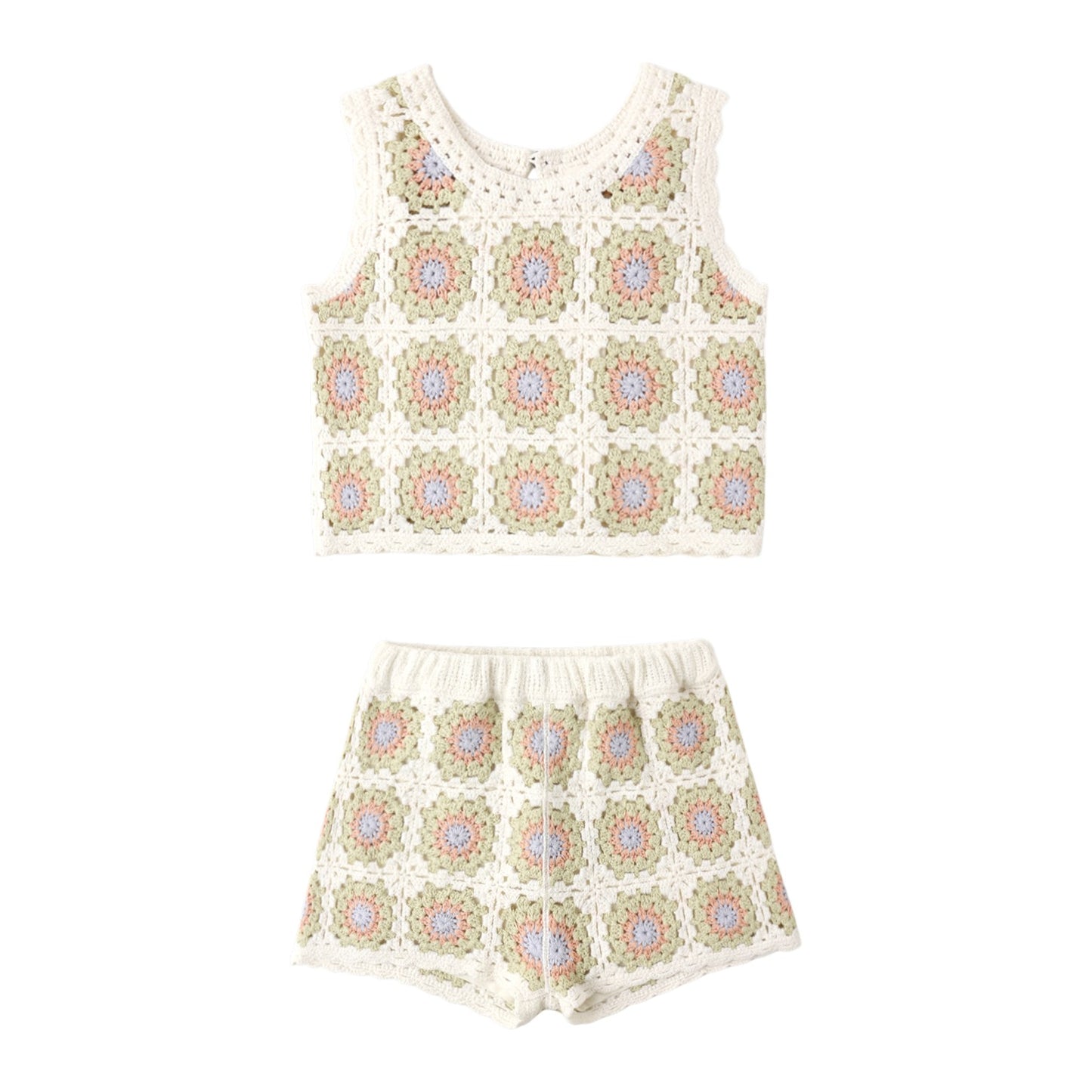 Crochet Tank Set Citron Daisy Check