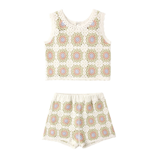 Crochet Tank Set Citron Daisy Check