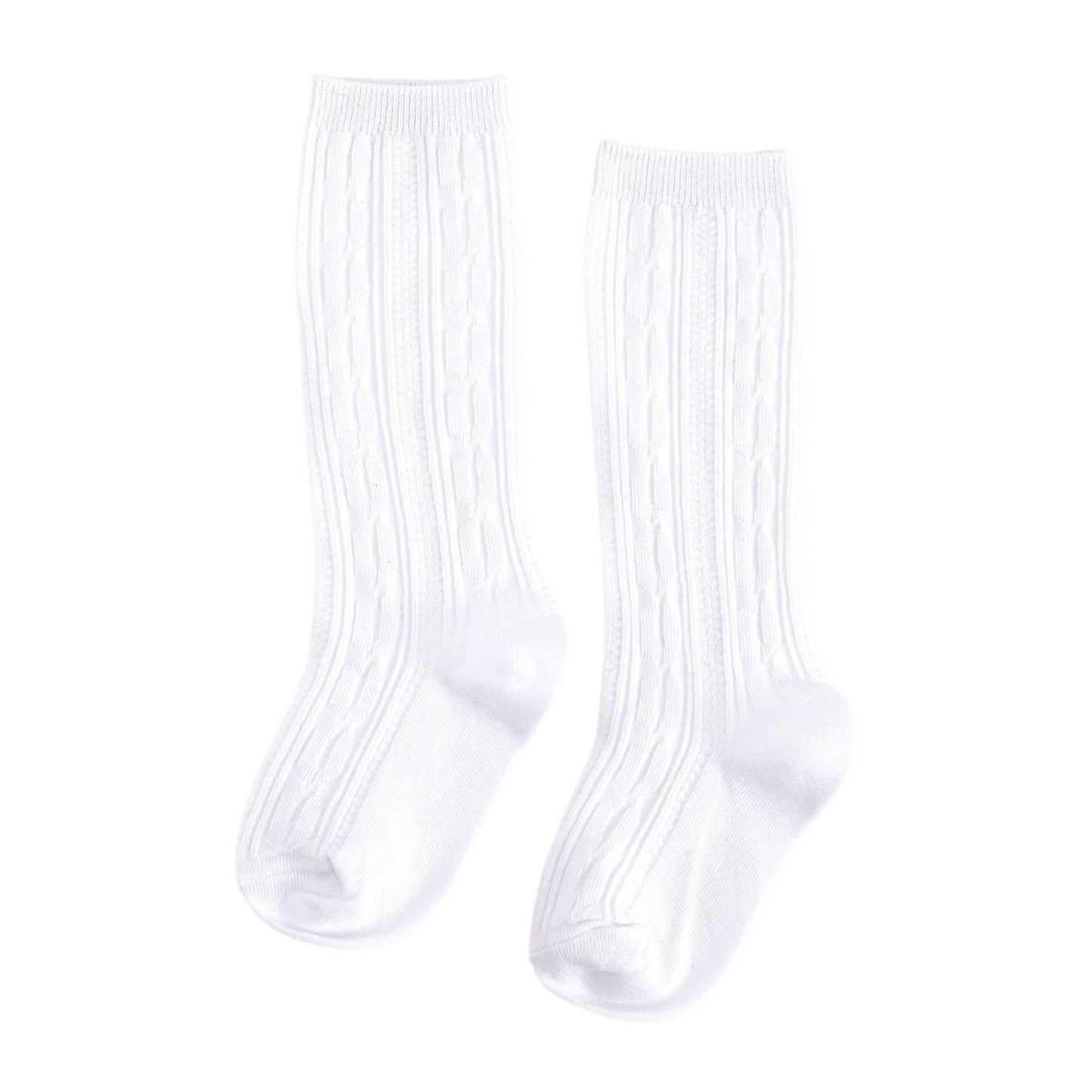 White Cable Knit Knee High Socks