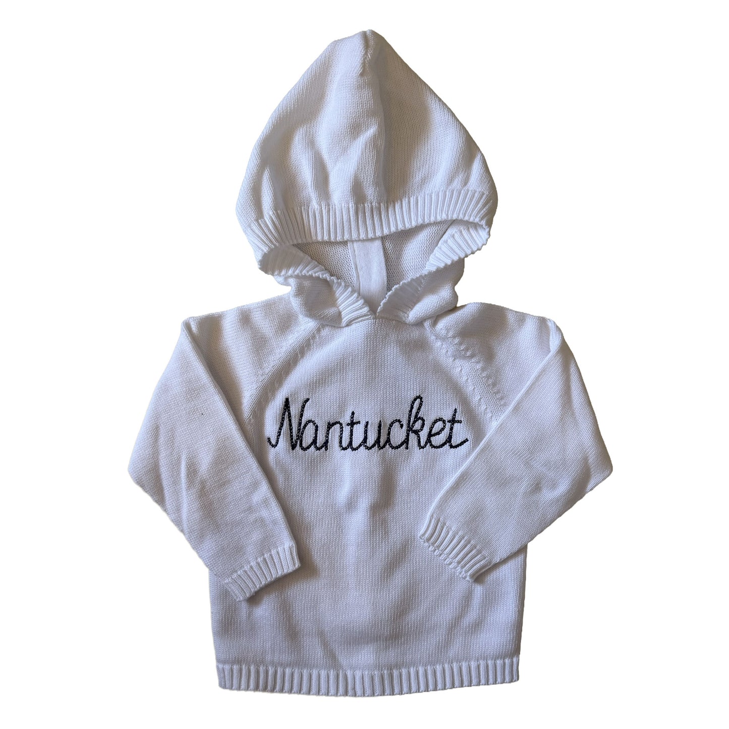 White Hooded Nantucket Sweater