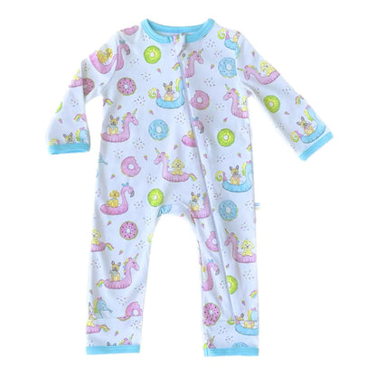 Dog Pool Party Zip Romper Footless